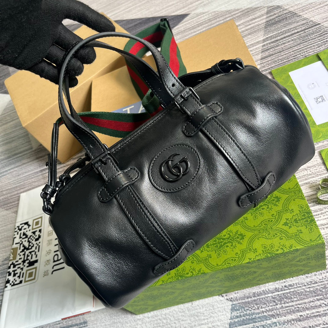 28cm black large capacity small leather travel crossbody handbag 725701