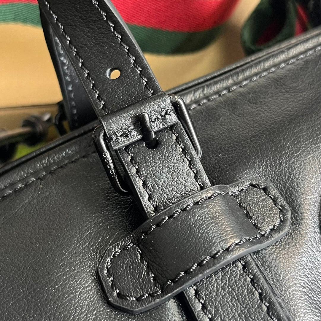 28cm black large capacity small leather travel crossbody handbag 725701