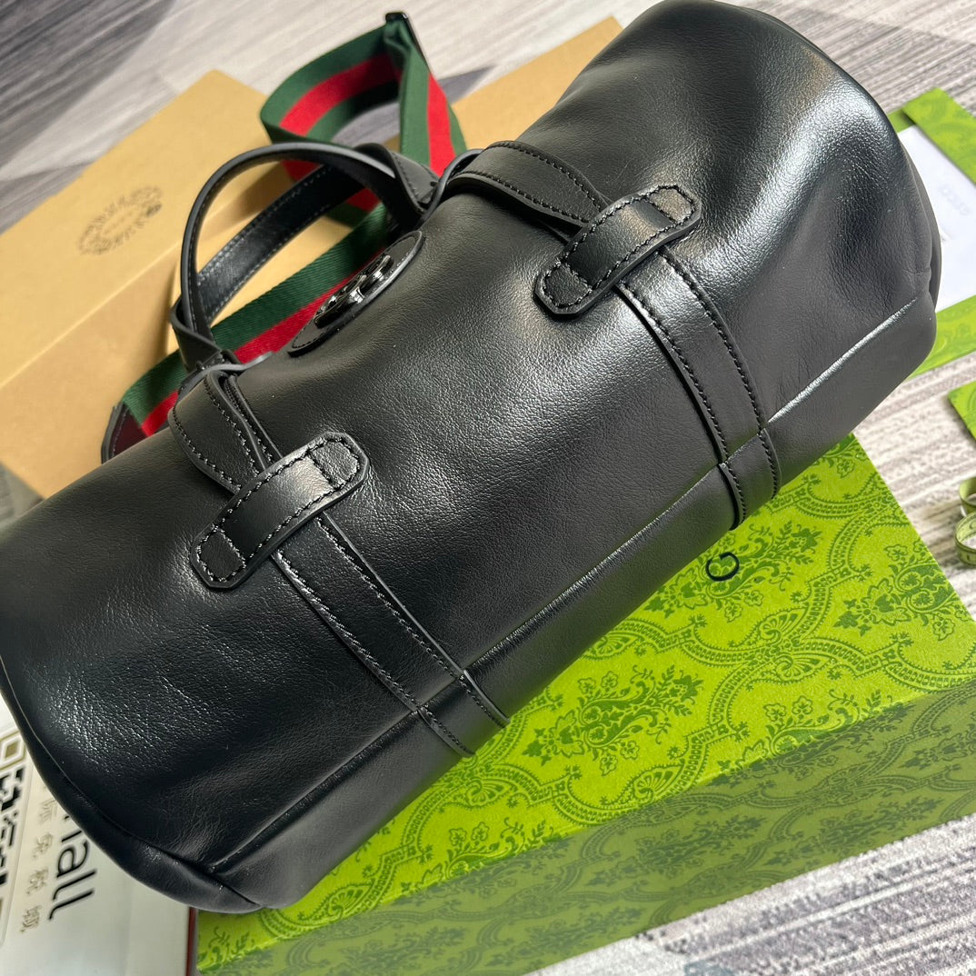 28cm black large capacity small leather travel crossbody handbag 725701