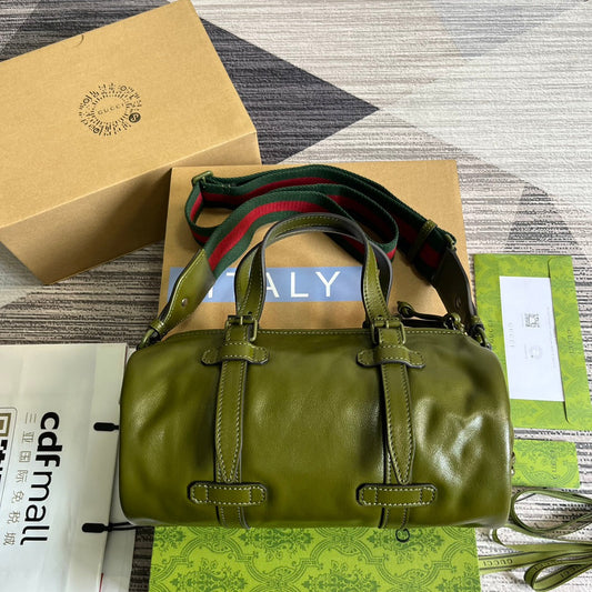 28cm green armpit bucket hand held crossbody shoulder bag 725701