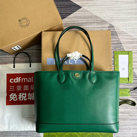 gg 38cm green handheld tote bag shopping bag 739730