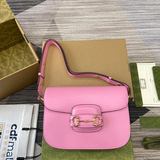 gg horsebit pink 25cm horseneck buckle shoulder backpack 602204