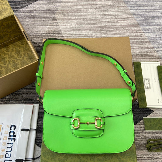 gg horsebit 1955 series 25cm green handbag underarm shoulder backpack 602204