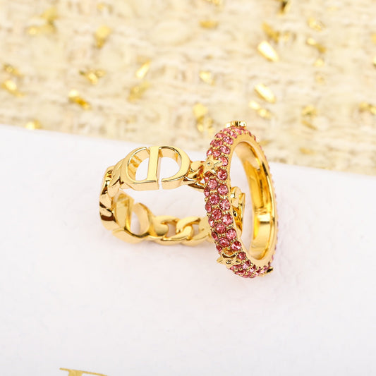 fashionable and versatile gold m size full diamond ring jza57