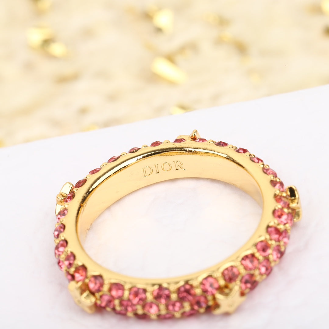 fashionable and versatile gold m size full diamond ring jza57