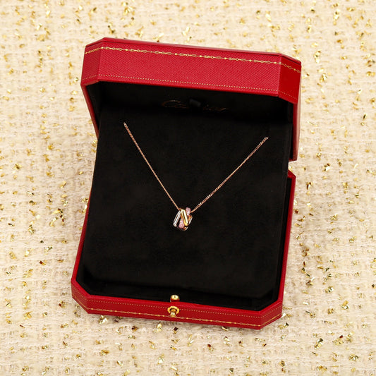 3-Ring Square Diamond Rose Gold Necklace XLA118