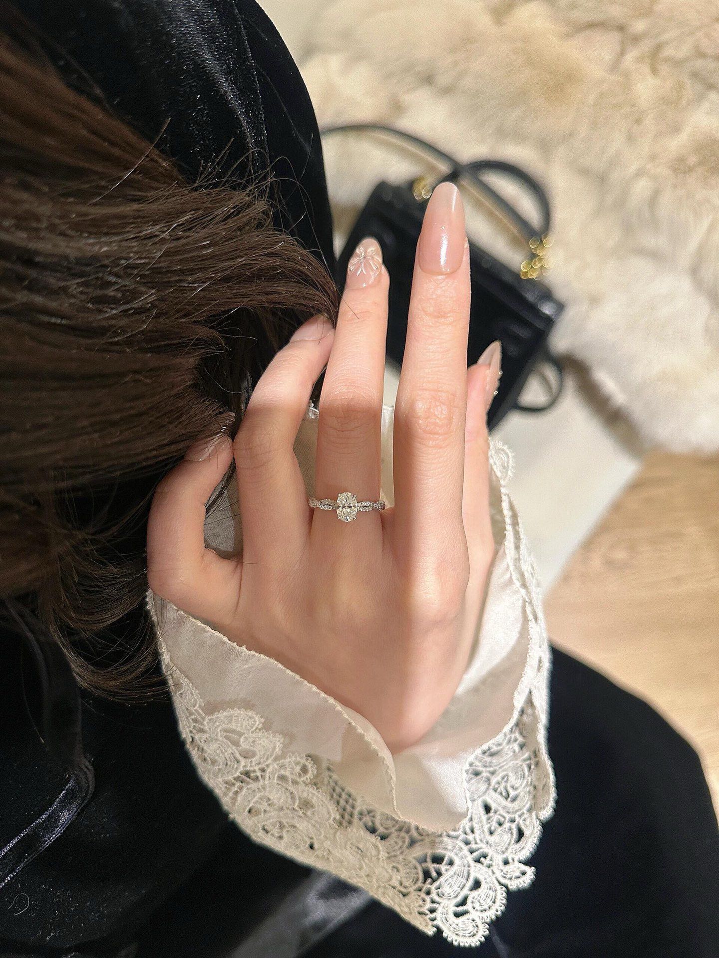 18k sterling silver rich lady series egg shaped ring jza58