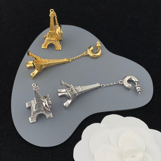 balenciaga iron tower yellow gold earrings eha786