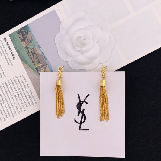 light luxury high end gold tassel earrings eha157