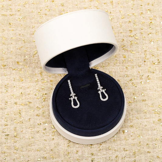 force fashion 10 horseshoe silver pendant earrings eha173