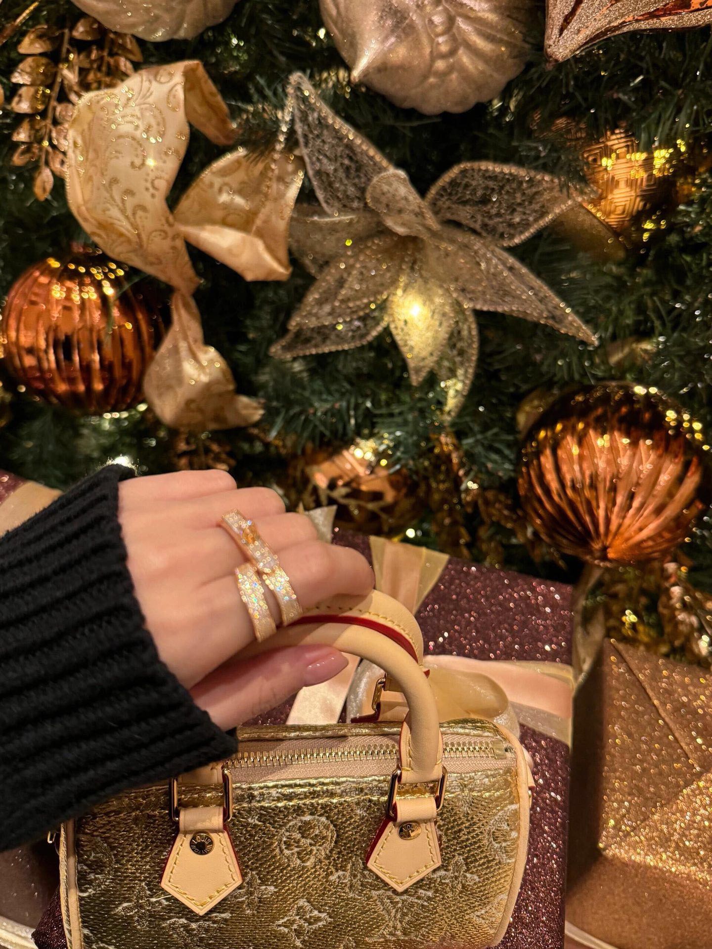 925 silver pig nose full diamond double ring rose gold ring jza51