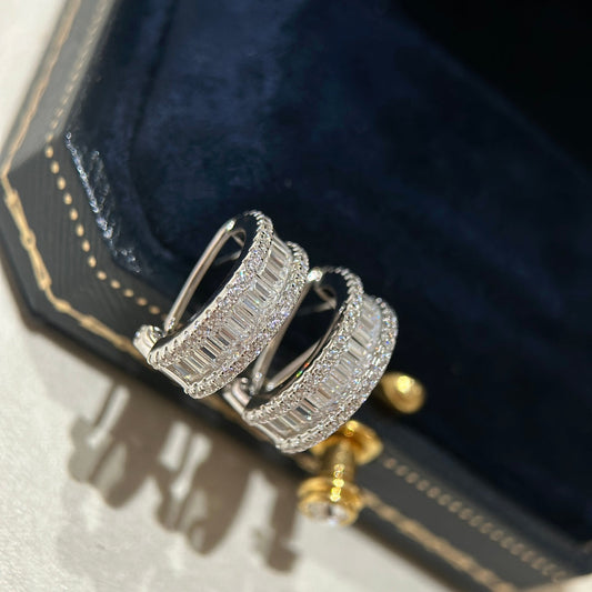 classic 5a ladder square diamond row diamond earrings eha776