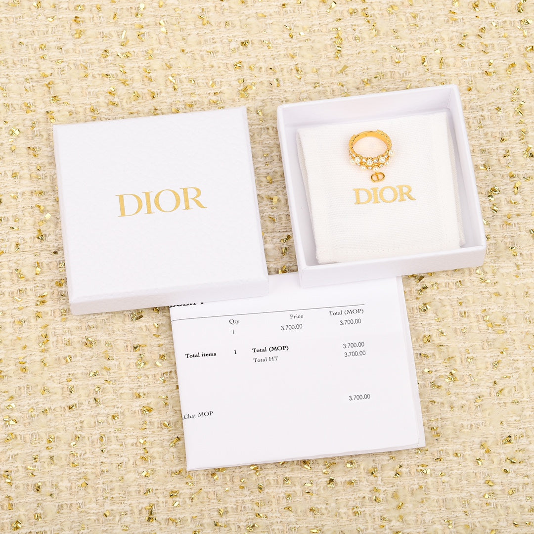 pearl cd hollow gold ring jza59