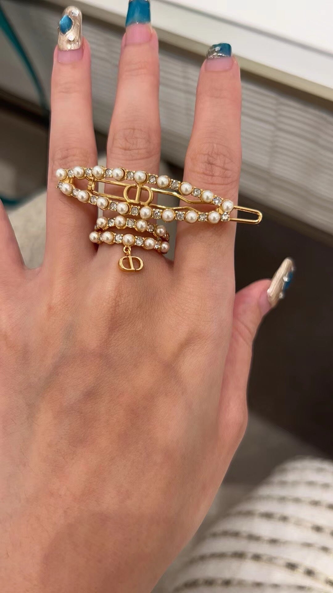 pearl cd hollow gold ring jza59