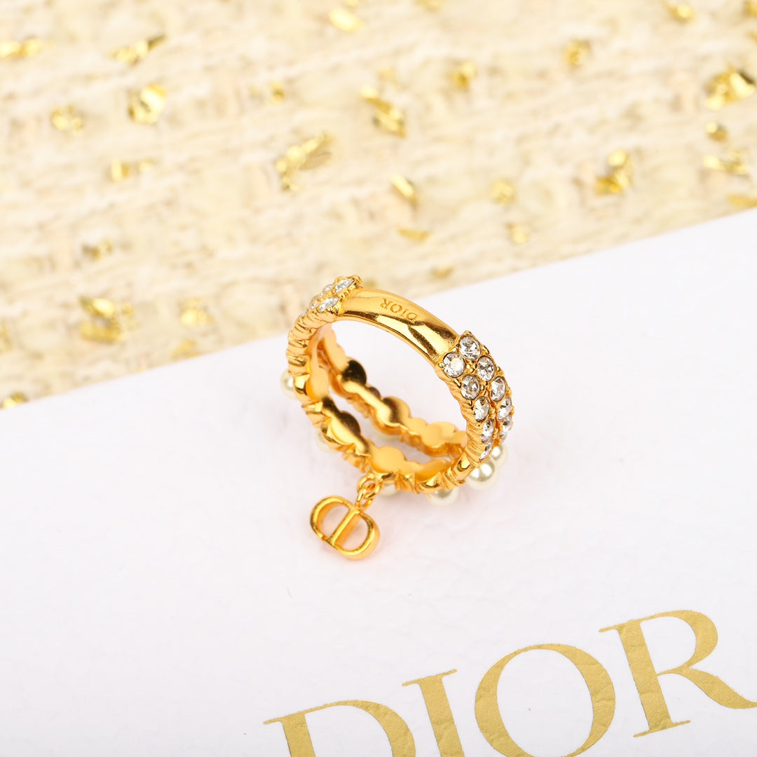 pearl cd hollow gold ring jza59