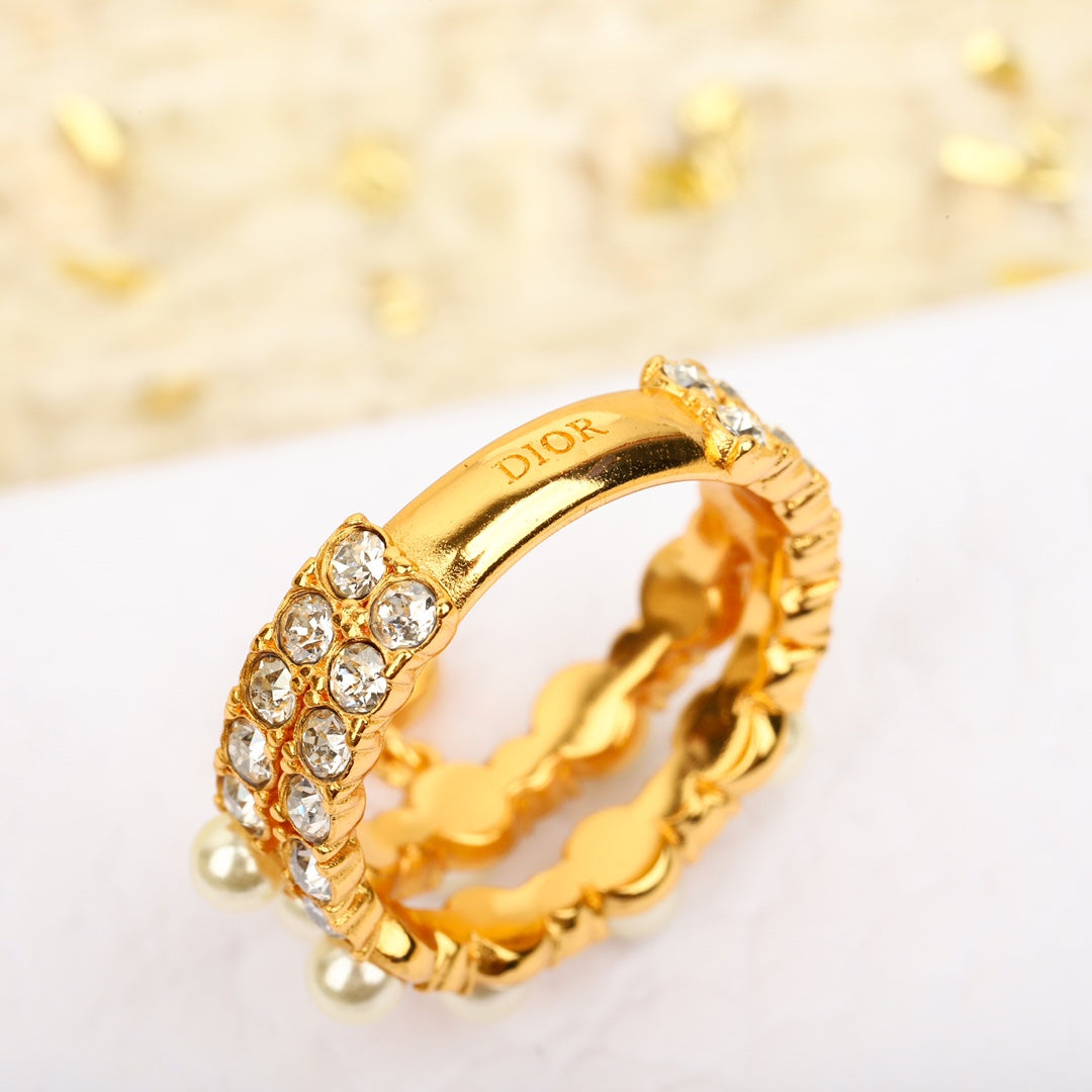 pearl cd hollow gold ring jza59