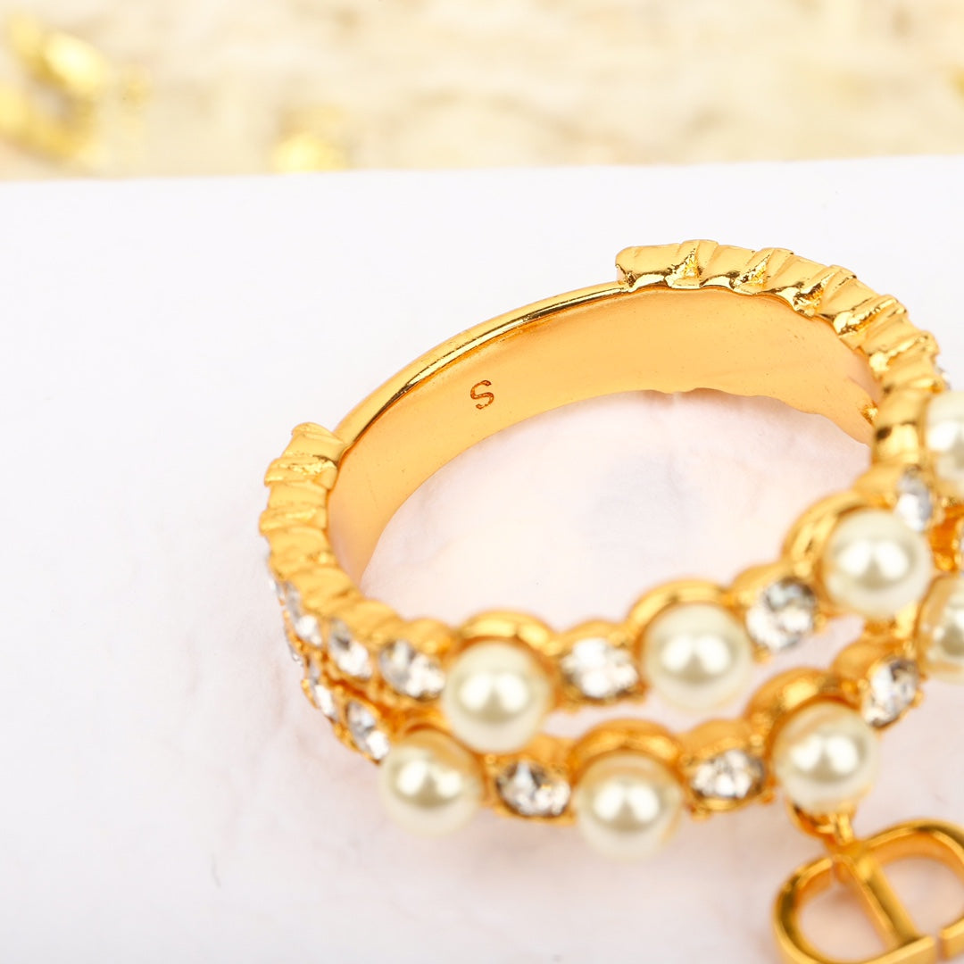 pearl cd hollow gold ring jza59