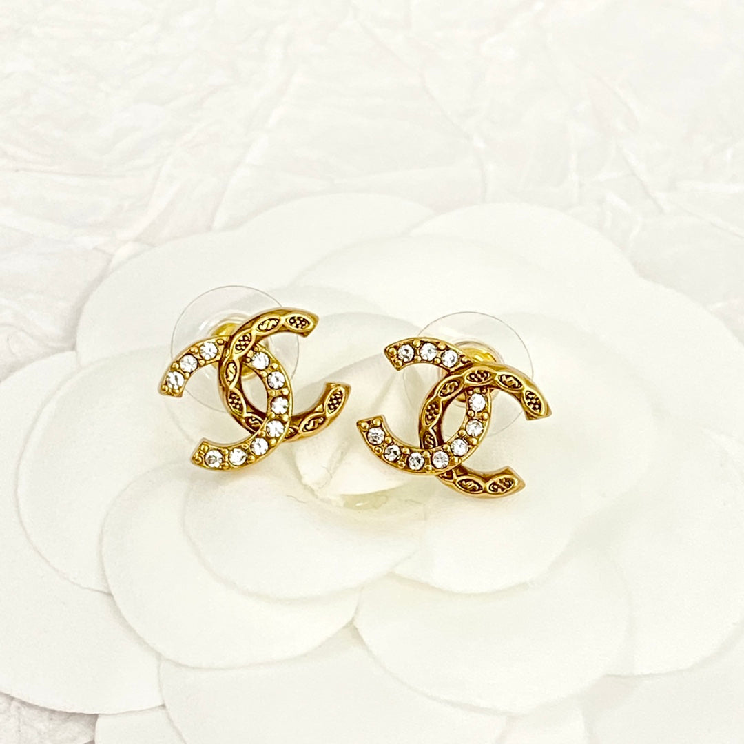 24 Retro Gold Double C Gold Earrings EHA236