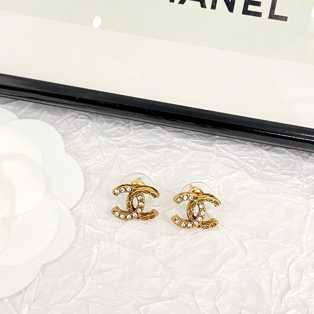 24 Retro Gold Double C Gold Earrings EHA236