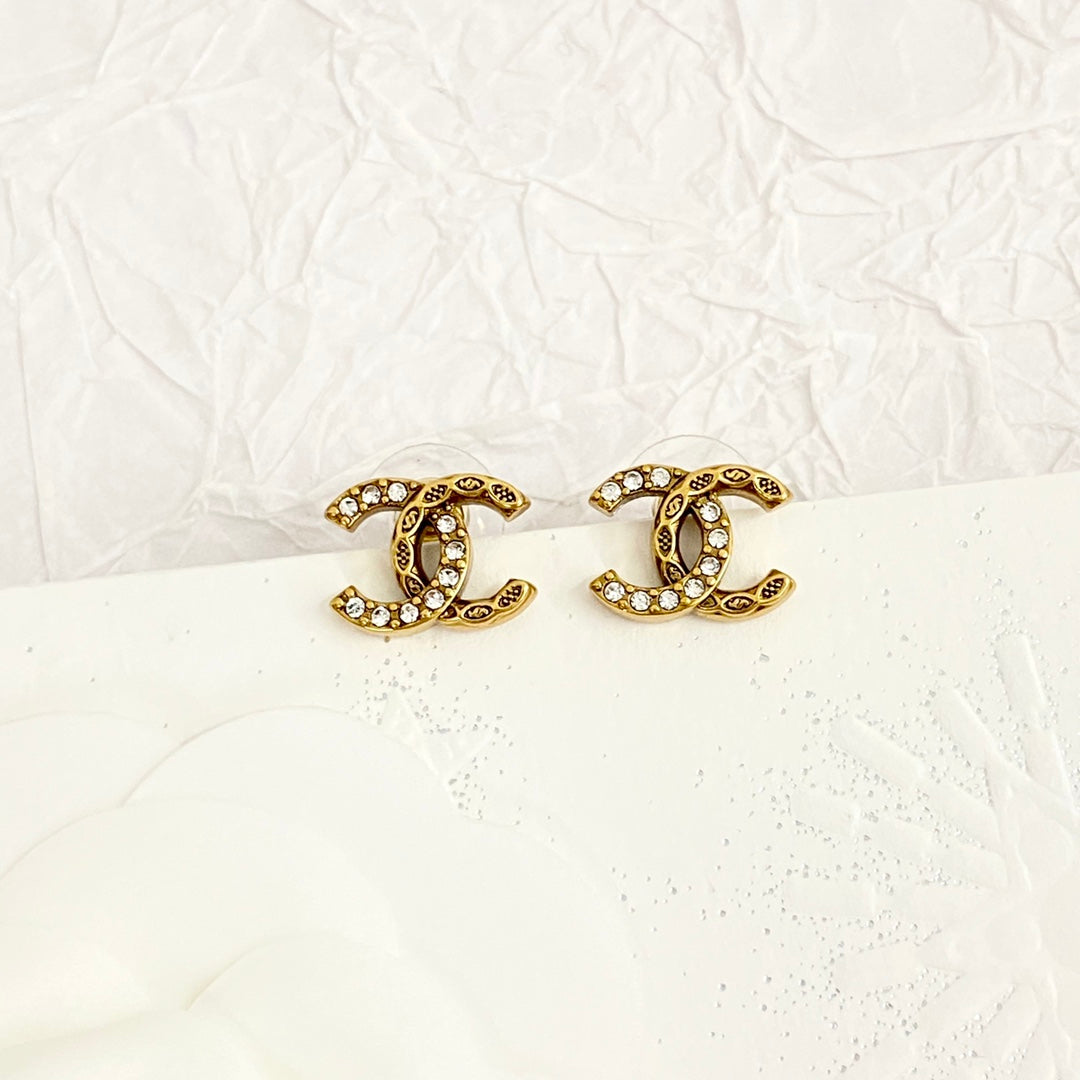 24 Retro Gold Double C Gold Earrings EHA236