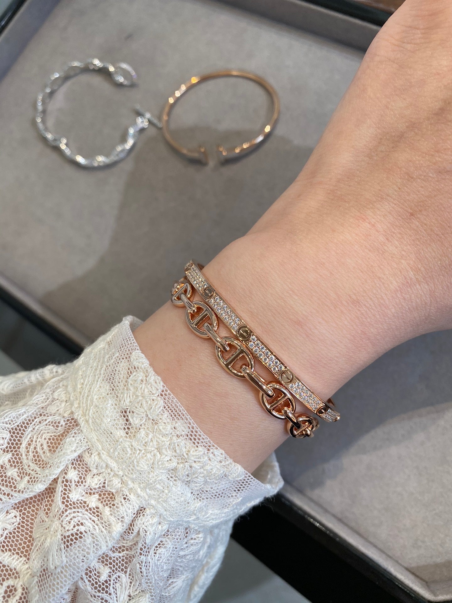 Rose Gold OT Chain Pig Nose Bracelet SLA56