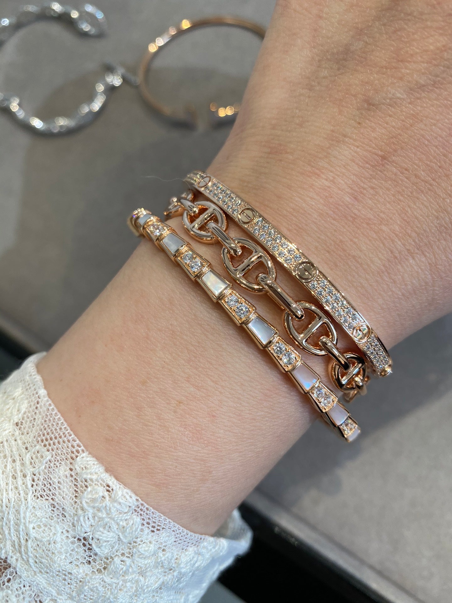 Rose Gold OT Chain Pig Nose Bracelet SLA56