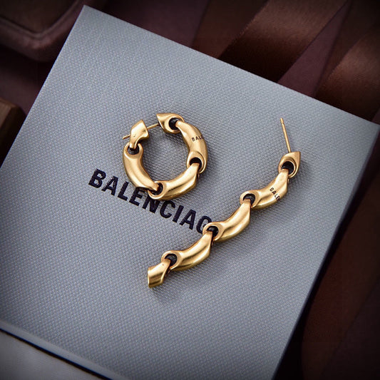 balenciaga brass letter chain large circle earrings eha169