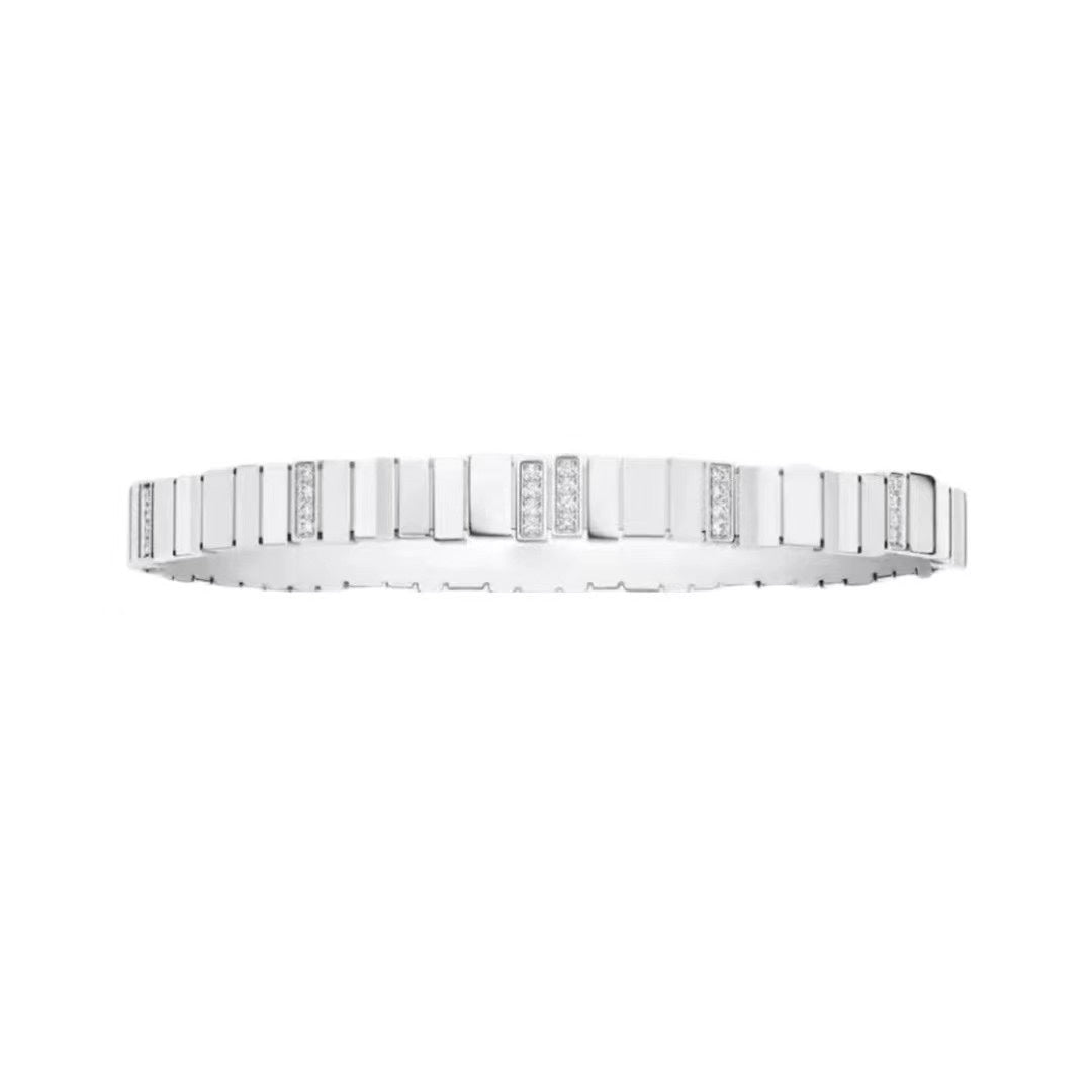 Platinum smooth square irregular bracelet SLA67