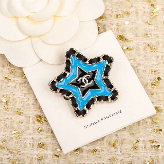 24c enamel colored letter star brooch xza2