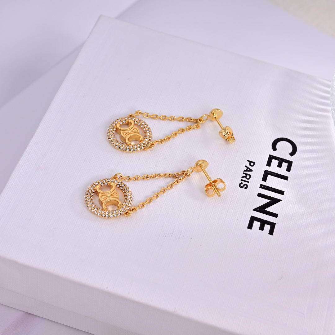 Celine Geometric Round Gold Earrings EHA175