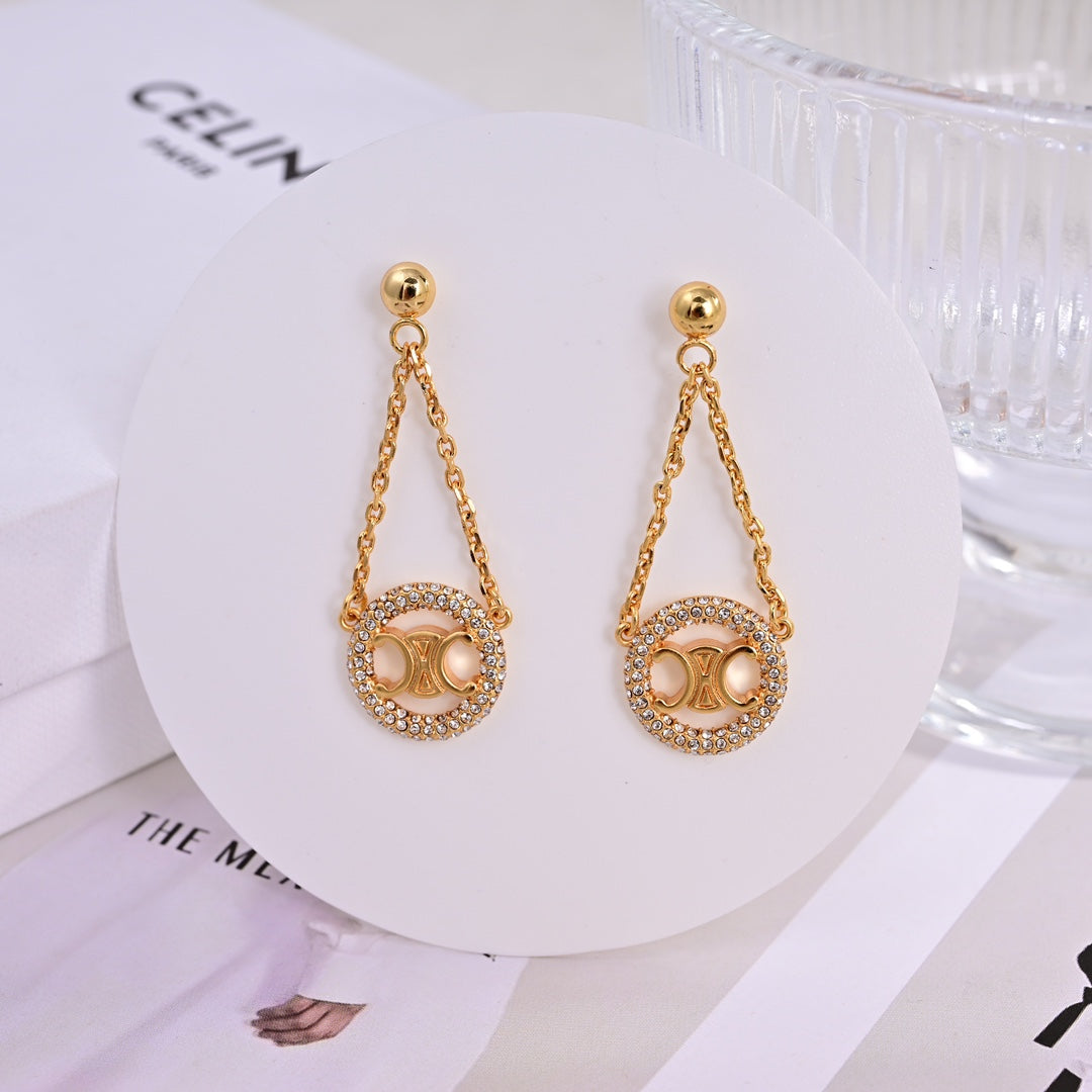 Celine Geometric Round Gold Earrings EHA175