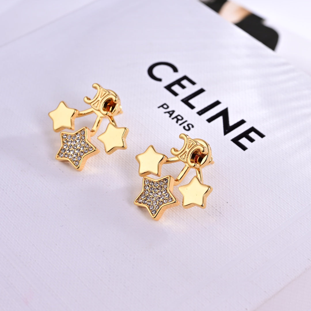 Triumphal Arch Simple Star studded Diamond Earrings EHA178