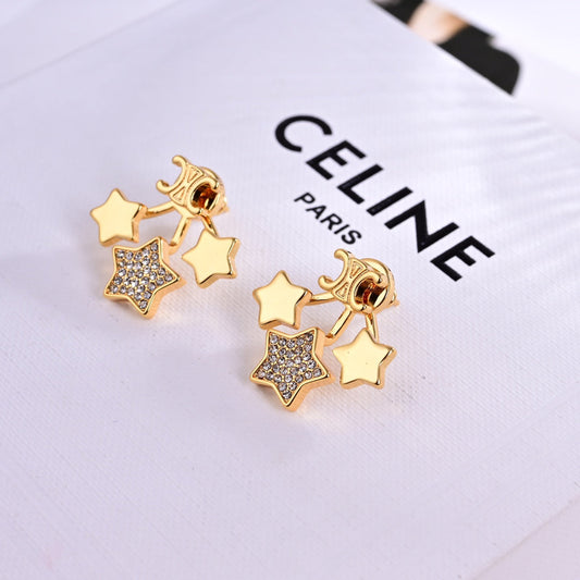 Triumphal Arch Simple Star studded Diamond Earrings EHA178