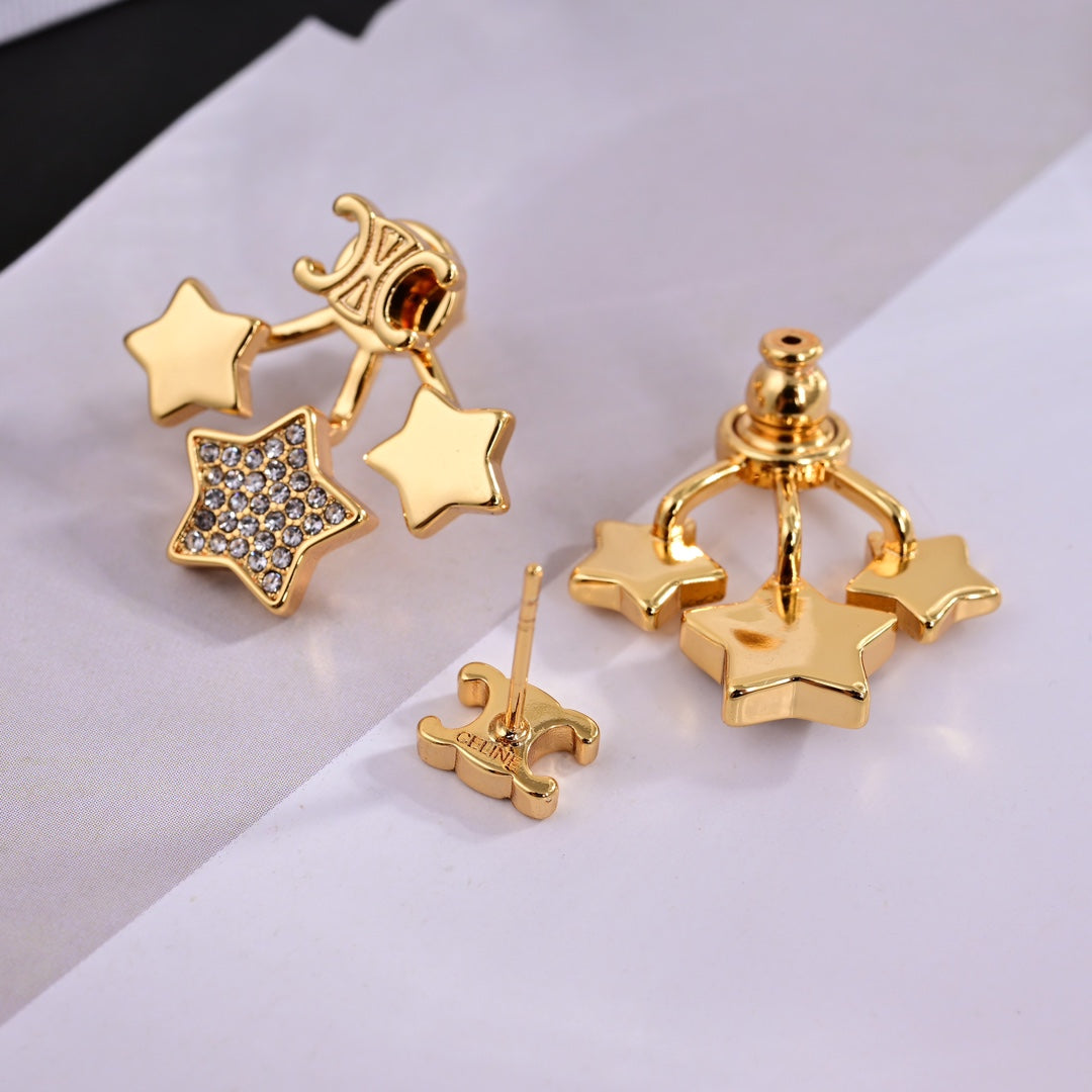 Triumphal Arch Simple Star studded Diamond Earrings EHA178