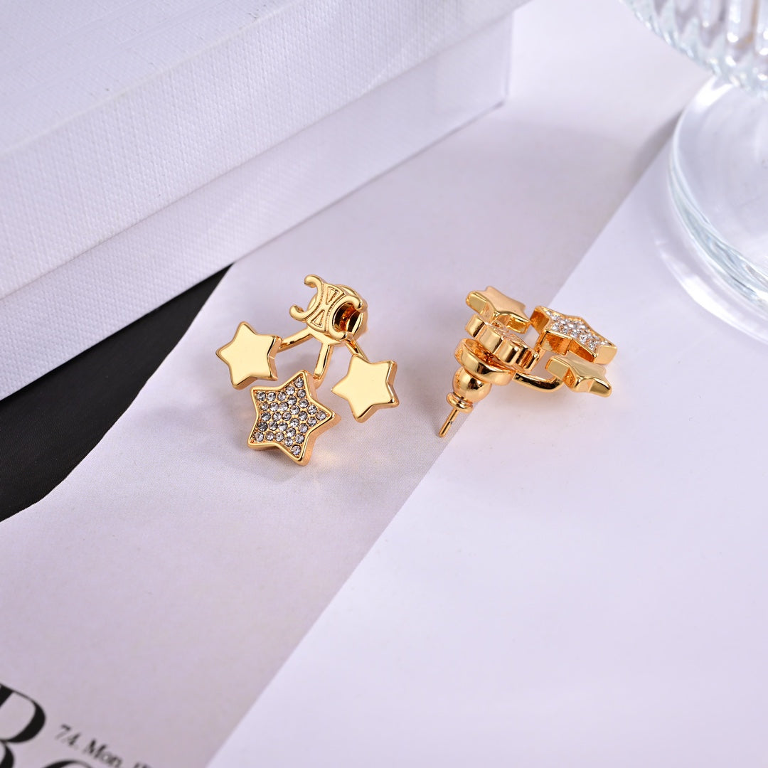 Triumphal Arch Simple Star studded Diamond Earrings EHA178