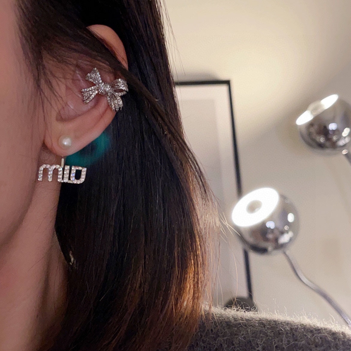 Miumiu letter silver earrings EHA825