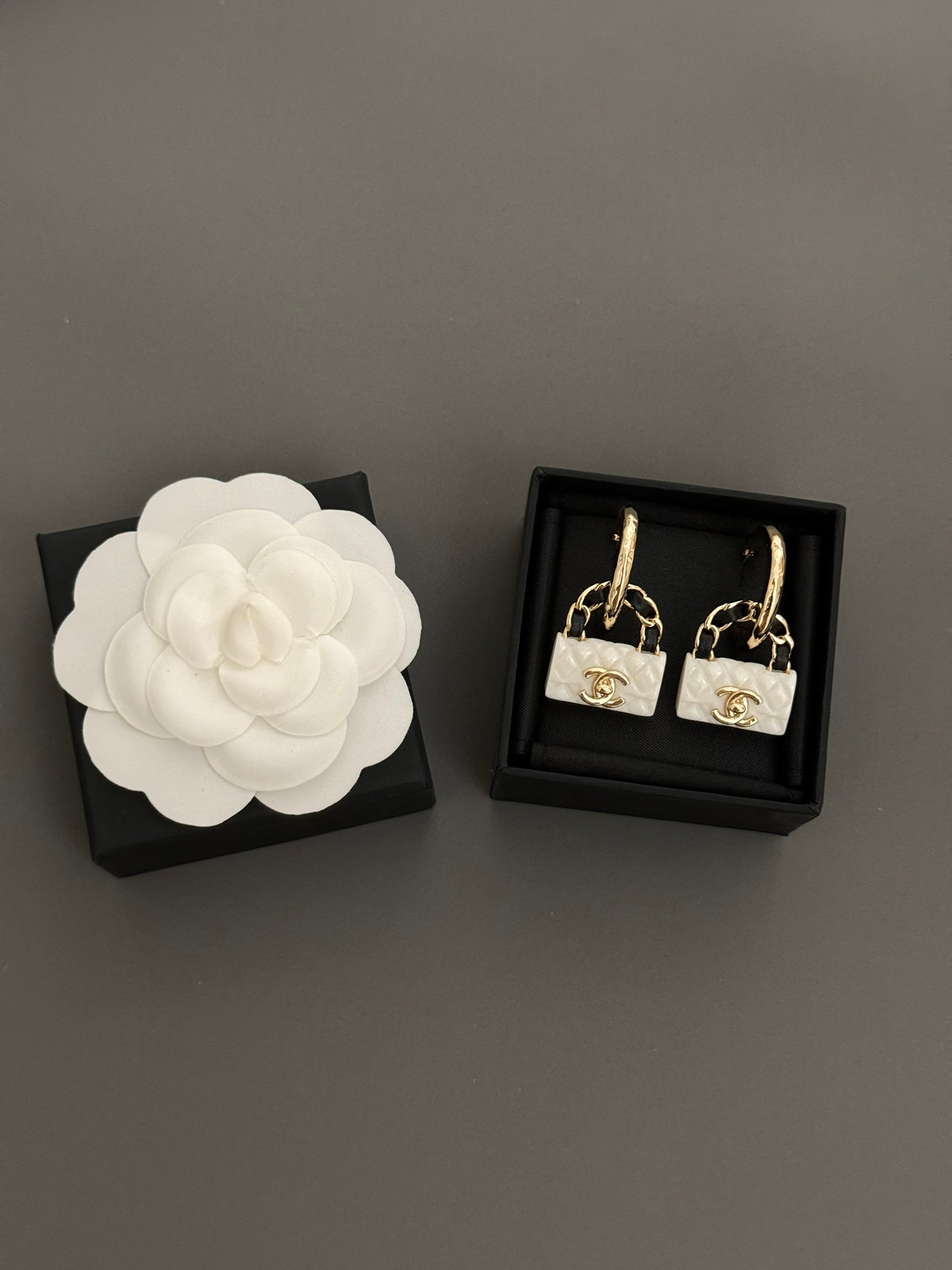 New enamel letter white bag earrings EHA193