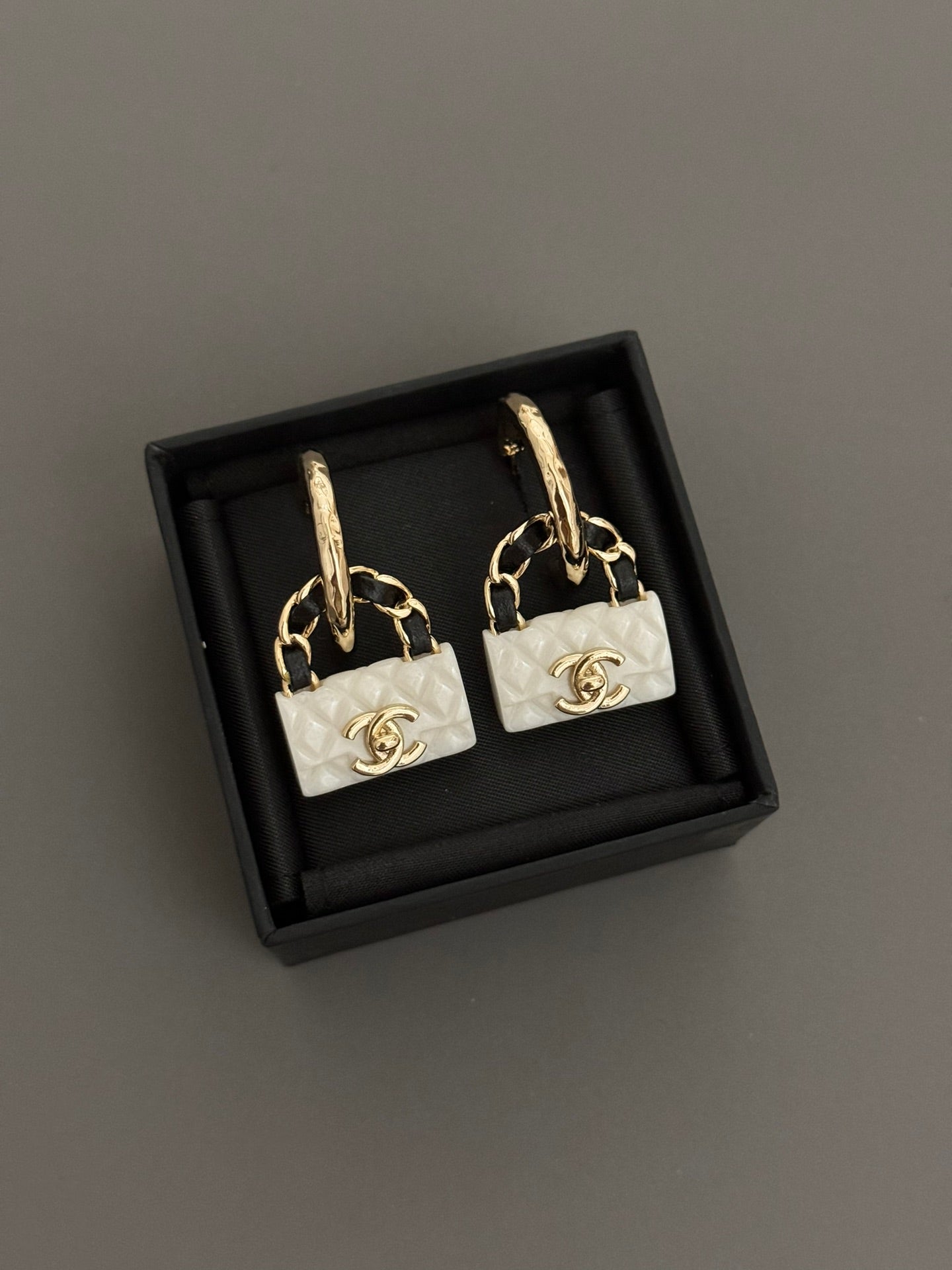 New enamel letter white bag earrings EHA193