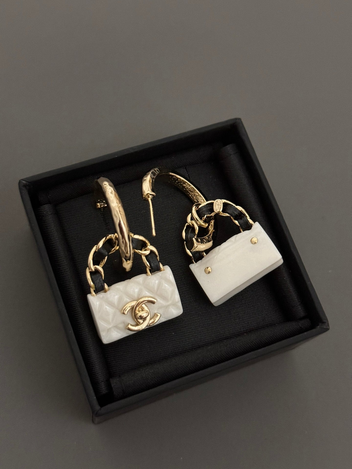 New enamel letter white bag earrings EHA193