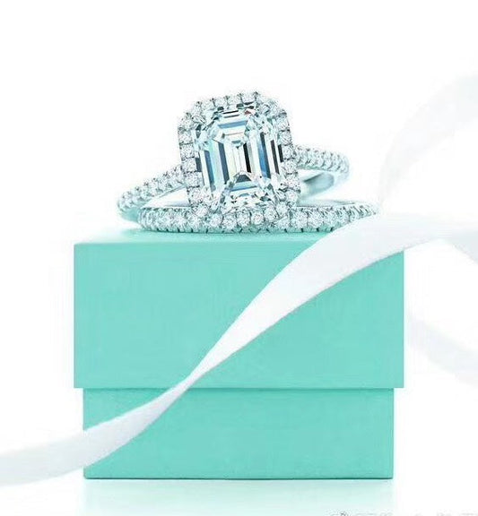 tf luxury square diamond pure silver ring jza60