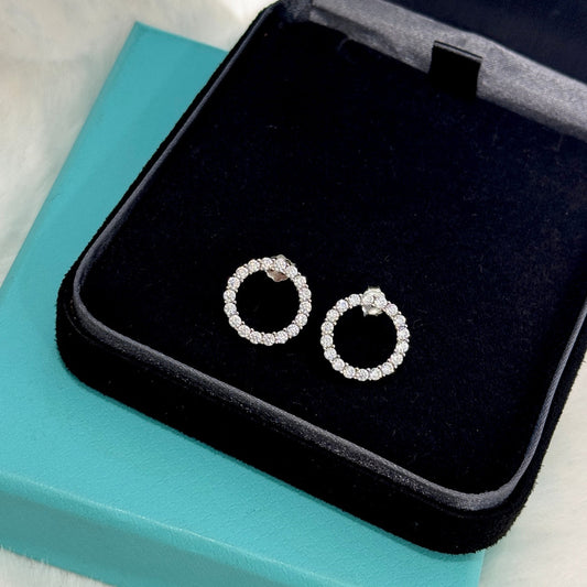 tf s925 sterling silver circle full diamond earrings eha188