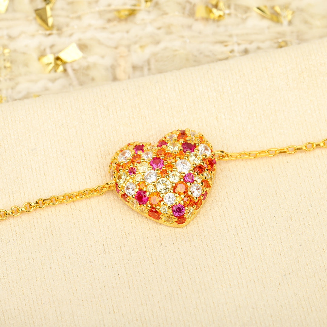 18K gold H peach heart heart-shaped necklace XLA133