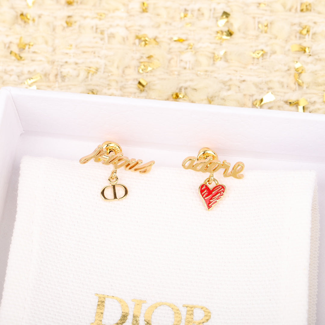 d qixi valentines day red enamel love gold earrings eha203