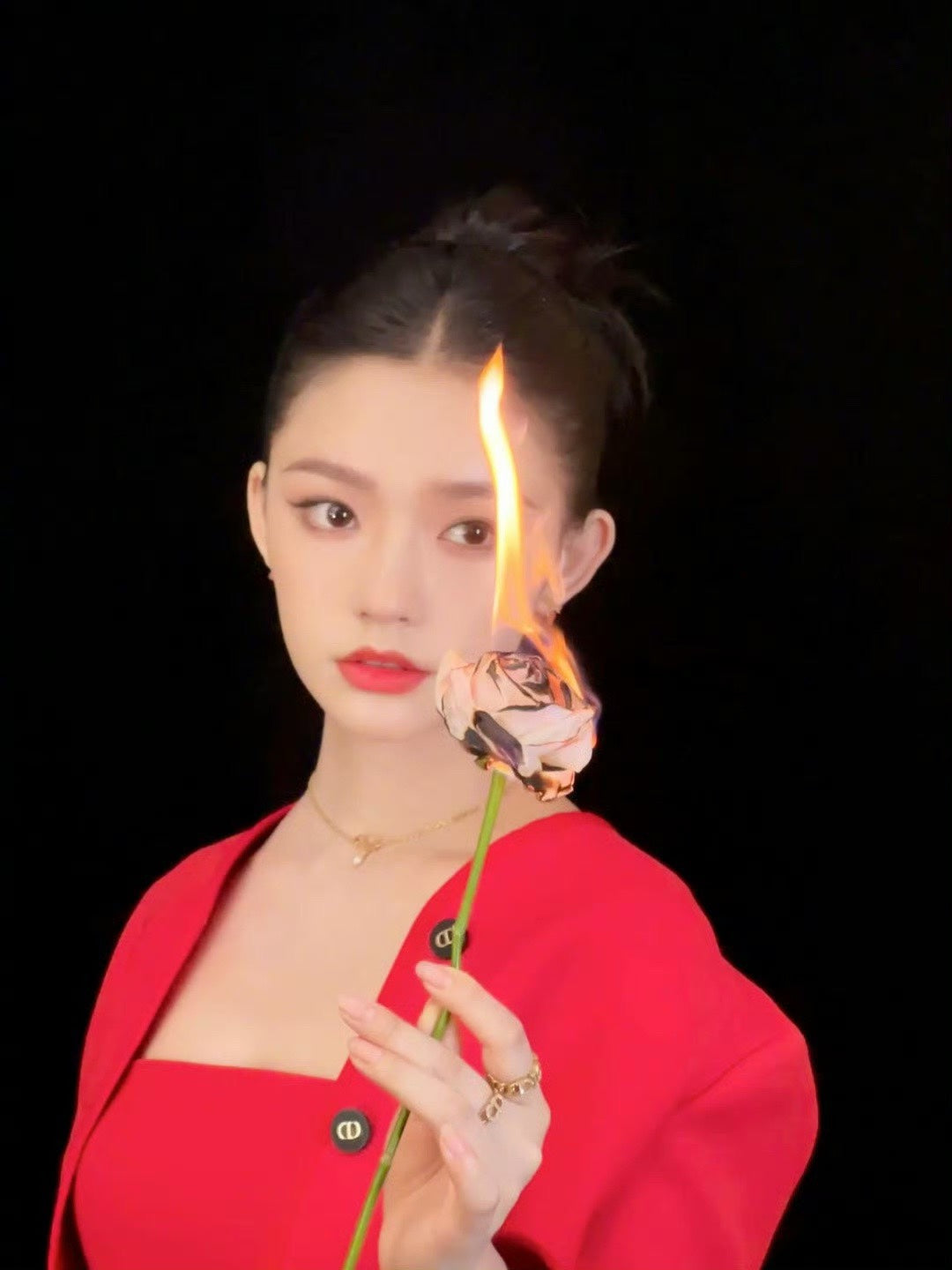 d qixi valentines day red enamel love gold earrings eha203