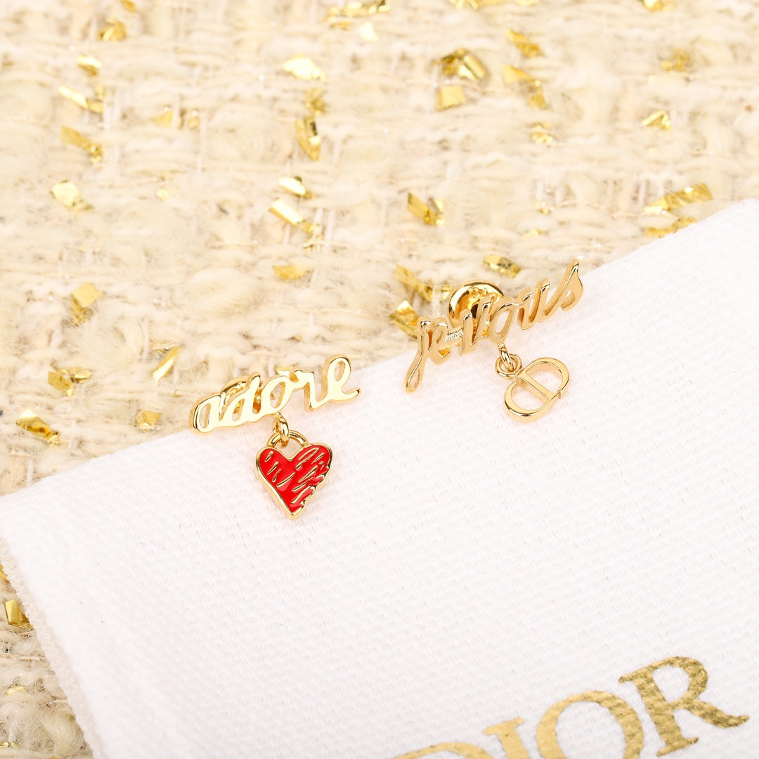 d qixi valentines day red enamel love gold earrings eha203