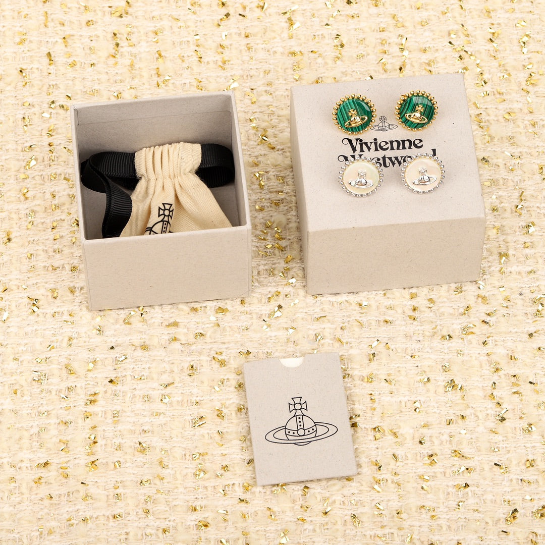 queen dowager peacock stone beimu saturn round brand green earrings eha206