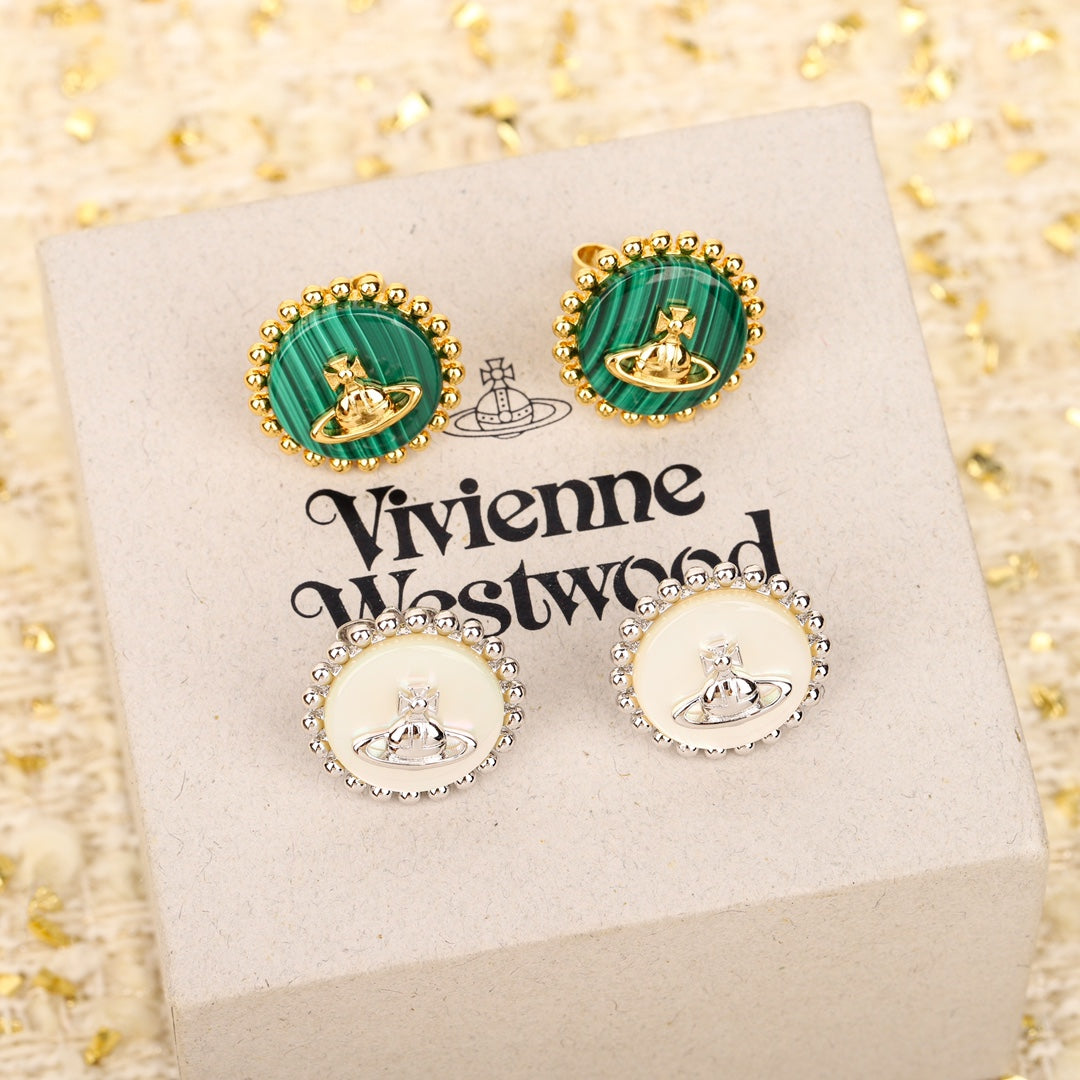 queen dowager peacock stone beimu saturn round brand green earrings eha206