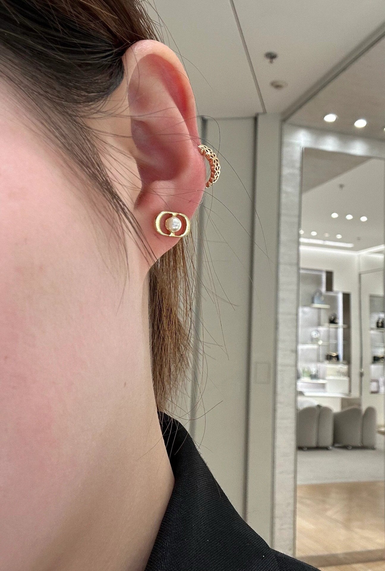 cd mini pearl gold earrings eha202