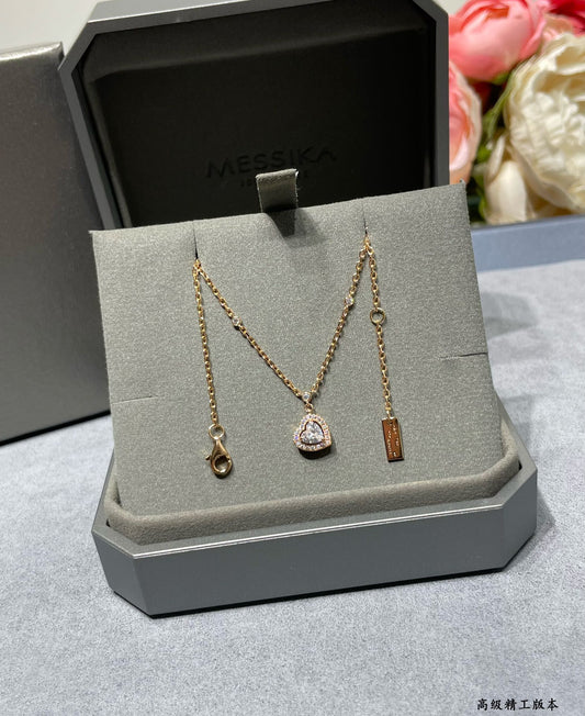 Meisika heart-shaped pure silver 18K rose gold necklace XLA138