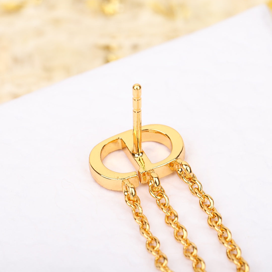 new tassel pearl rhinestone gold earrings eha214